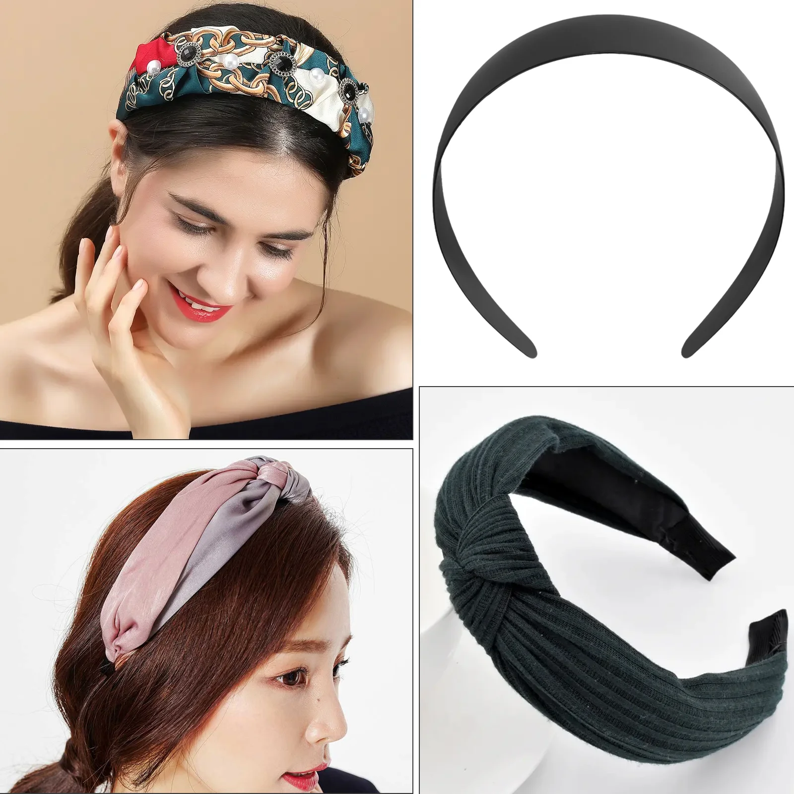 12 Pcs Base Headband Blank Headbands for Women Hair Accessories DIY Hairpiece Plain Plastic Material Miss Making Supply