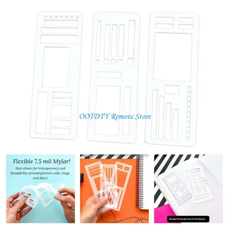 حزمة من 3 قوالب رسم بلاستيكية مرنة لمشاريع السكرات في اليومية والمشروعات الفنية