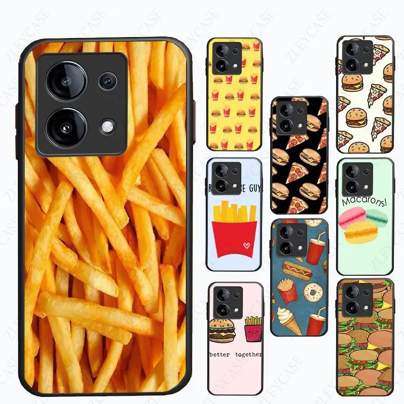 fast food French fries hamburger funda For xiaomi Redmi Note 13pro note12pro 11pro note10pro 9pro 8pro 9s 9T 8T K40 12C 10C Case