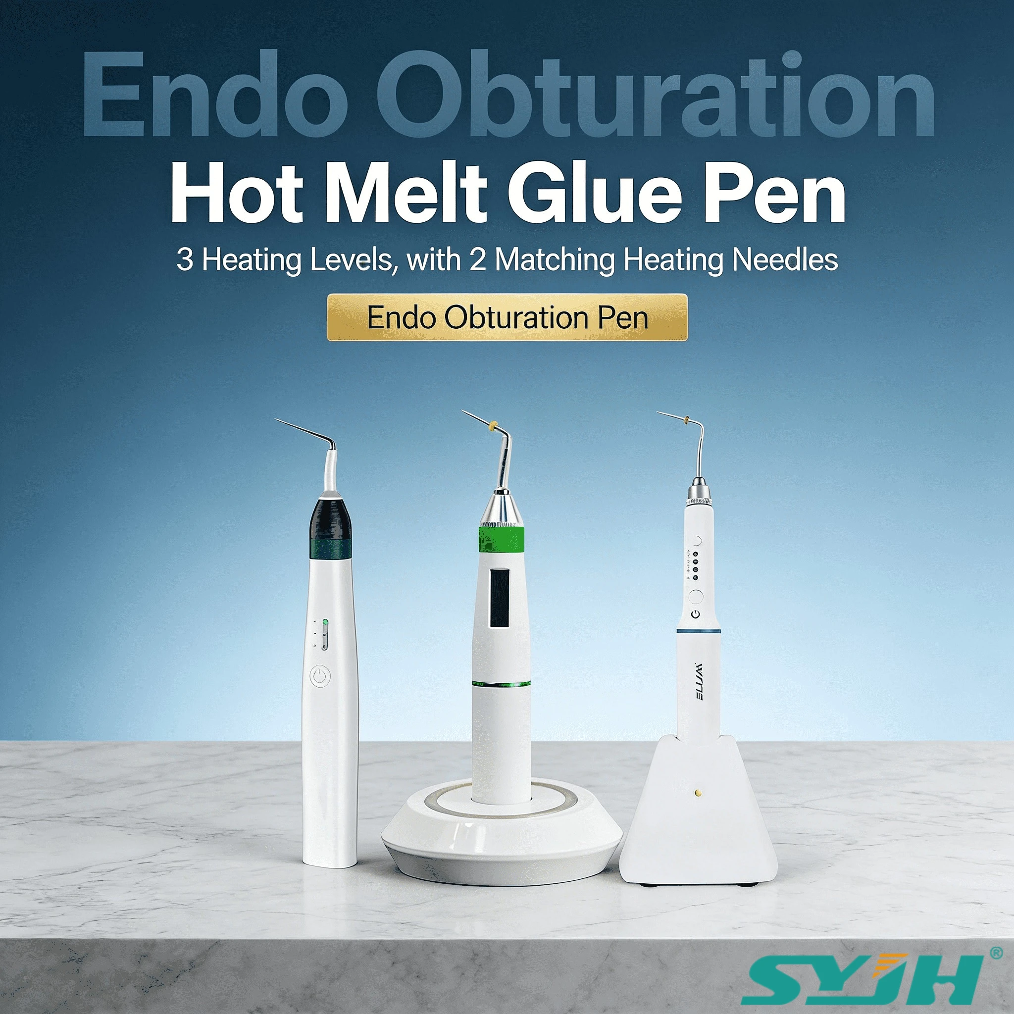 Dental Endo Obturation Pen 3 Heating Levels with 2 Matching Heating Needles Hot Melt Glue Pen Gutta Heated Pen Dentist Tools