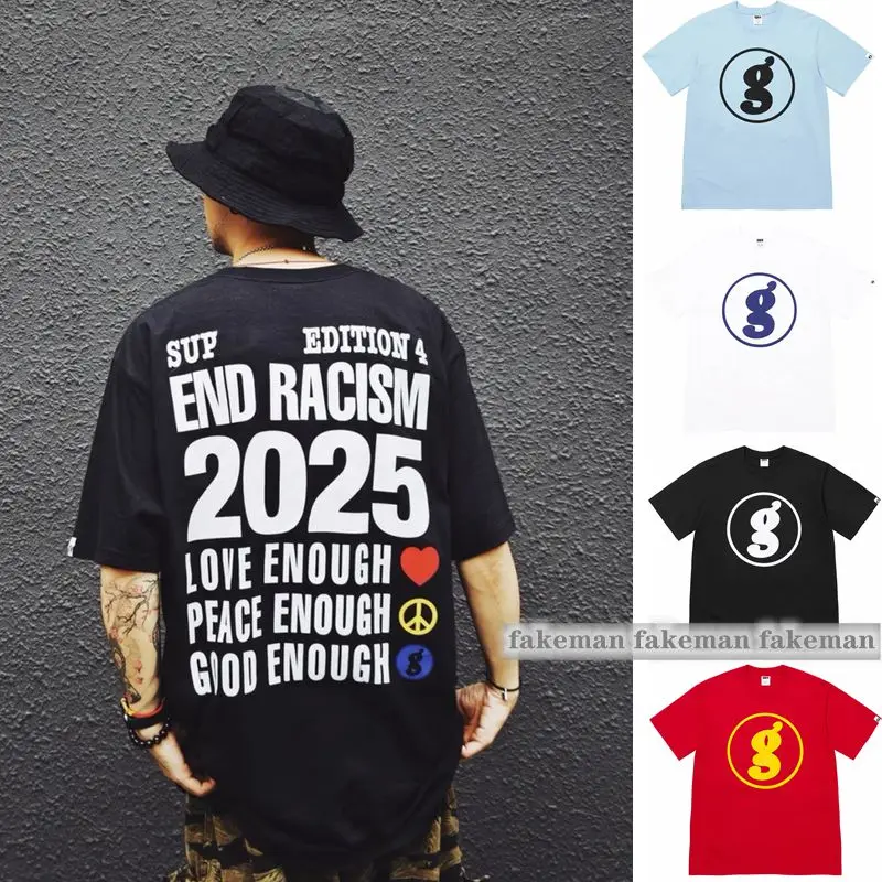 

Футболка Goodenough End Racism с короткими рукавами, хлопковая футболка унисекс с принтом Love And Peace, повседневная уличная одежда для всех сезонов