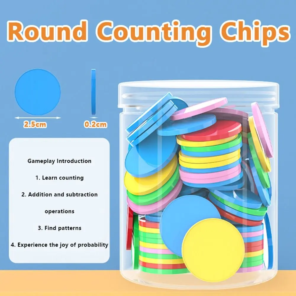100pcs Plastic Counting Chips Colored Round Board Games Tokens Counting Toy Addition Subtraction Operation Teaching Tool