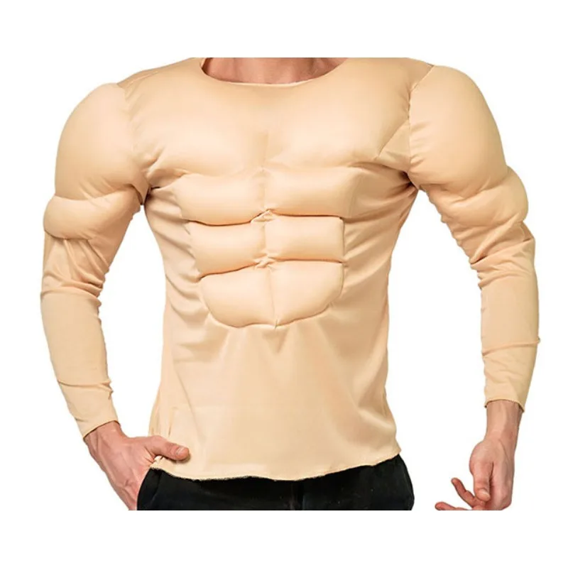 Adult Muscle Suit Muscle Man T-shirt Halloween Cosplay Cross Border Fake Abs T-shirt Party Costume Anime Cosplay