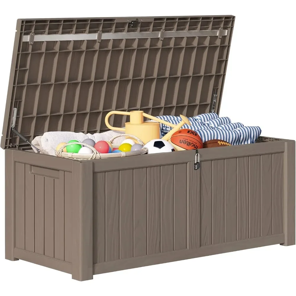 120 Gallon Outdoor Deck Box Storage for Outdoor Pillows, Pool Toys, Garden Tools, Furniture and Sports Equipment