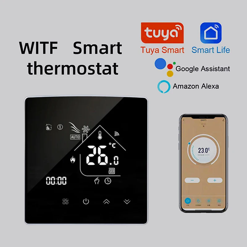 Tuya WiFi Smart Home Thermostat ไฟฟ้าเครื่องทําความร้อนใต้พื้นอุณหภูมิห้อง Controller ควบคุมเสียงทํางานร่วมกับ Alexa และ Google