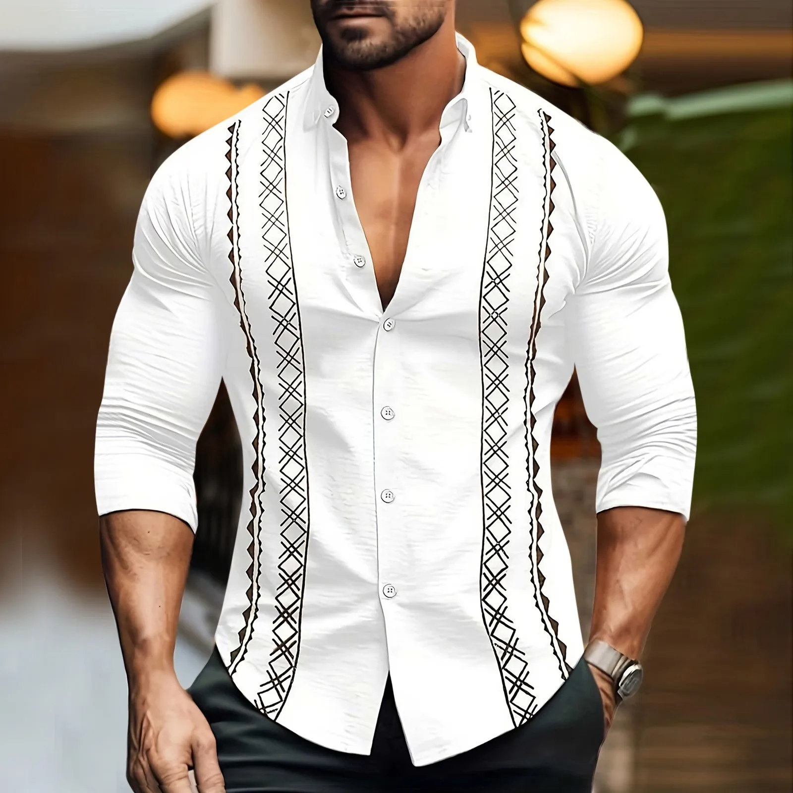 

Men Shirts Dress Slim Banded Collar Long Sleeve Turndown Collar Button Shirts Professional Slim Fit Business Social Shirts Male