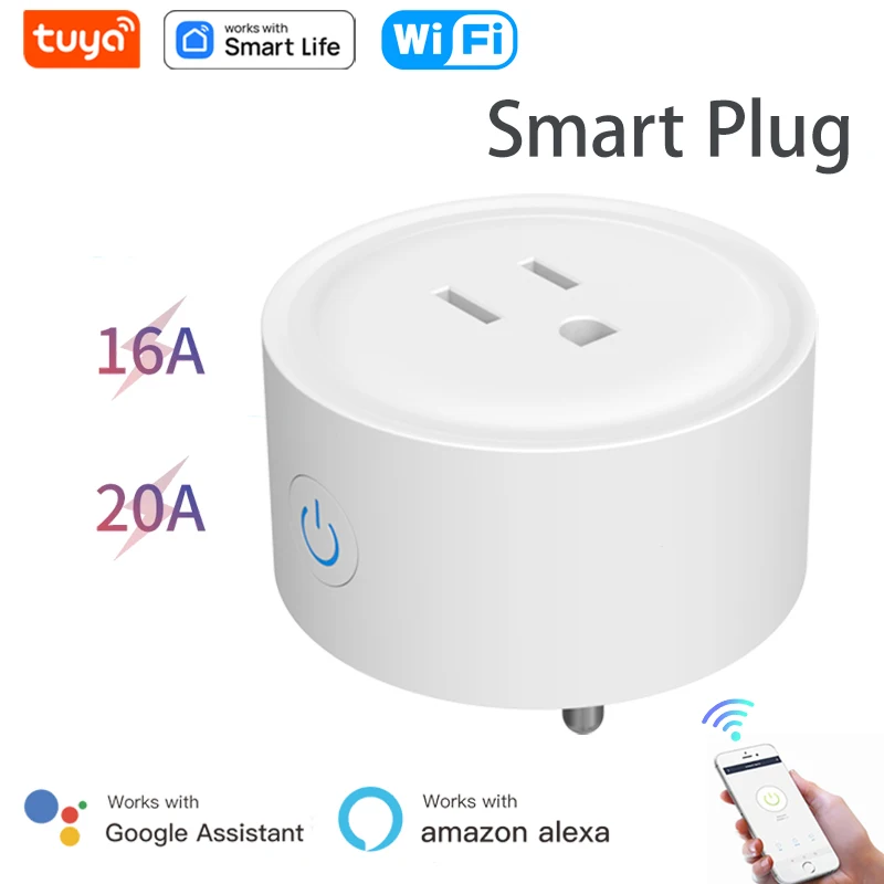 Tuya WiFi Smart Plug Socket 10A US Standard APP Remote Control Timing Voice Control Smart Life Works with Alexa Google Home