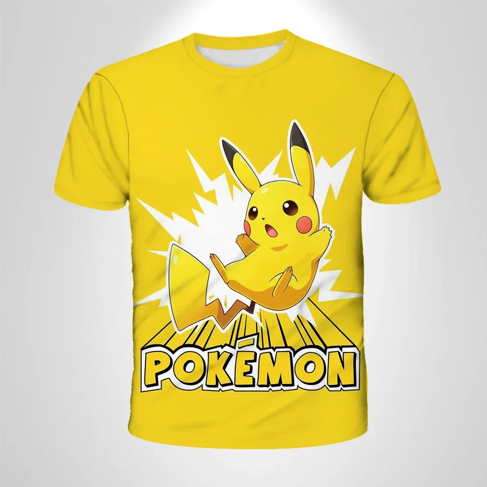 

Anime PikachuBoy 3D T Shirt Fashion Casual T-shirt Cosplay Pokemon Boys and Girls Short-sleeved Children's Yellow Clothing 3-13