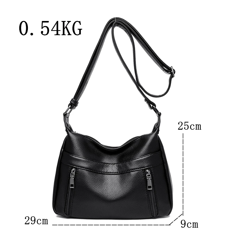 Bolsa Crossbody de couro macio Vintage de grande capacidade para mulheres, sacola casual, bolsa de ombro luxuosa de alta qualidade, senhoras Sac, nova