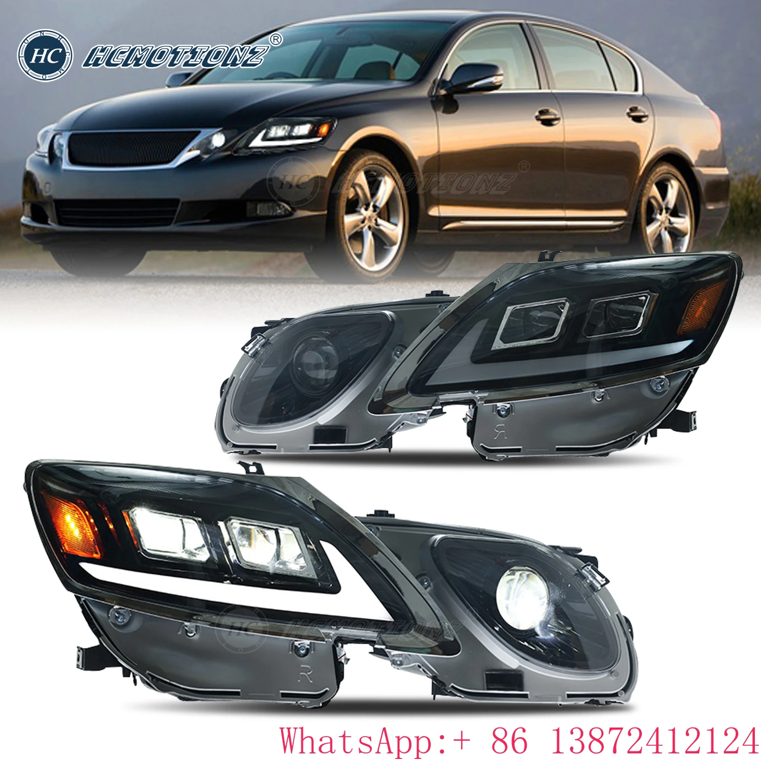 

HCMOTIONZ LED Headlights Assembly for 2006-2011 Lexus GS300 GS350 GS430 GS460 GS450h 3rd Gen Car Front Lamps 6000k Color