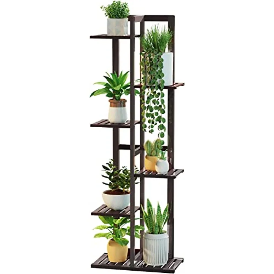 

DolceLuna Plant Stand Indoor 6 Tier Bamboo Plant Shelf Corner Display Rack 46 Inch Tall Multiple Planter Pot Holder SpaceSaving