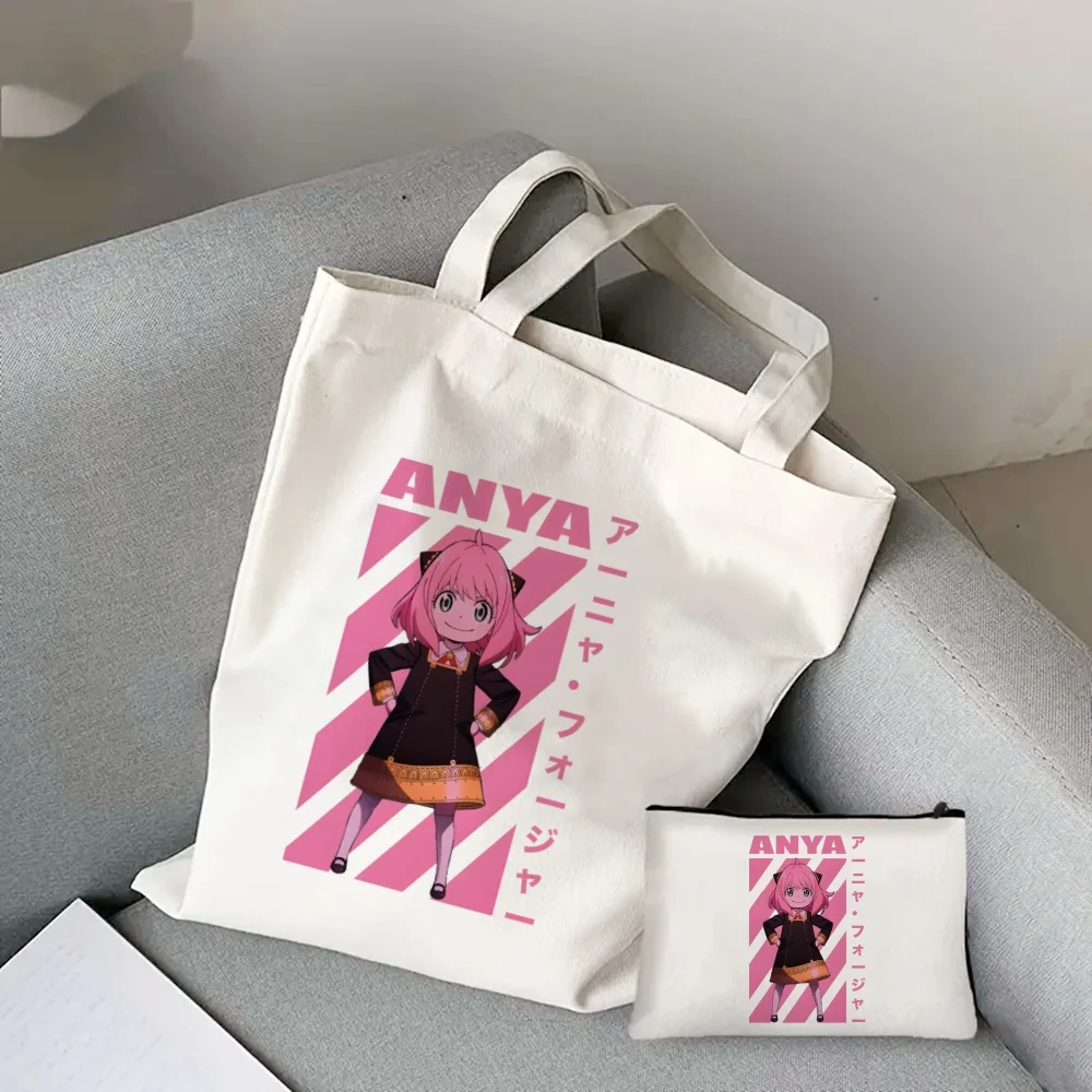 

2pcs/set Kawaii Anya Forger SPYFAMILY Print Tote Bag,Large Capacity Shoulder Bag,Women's Casual Handbag for Work School Shopping