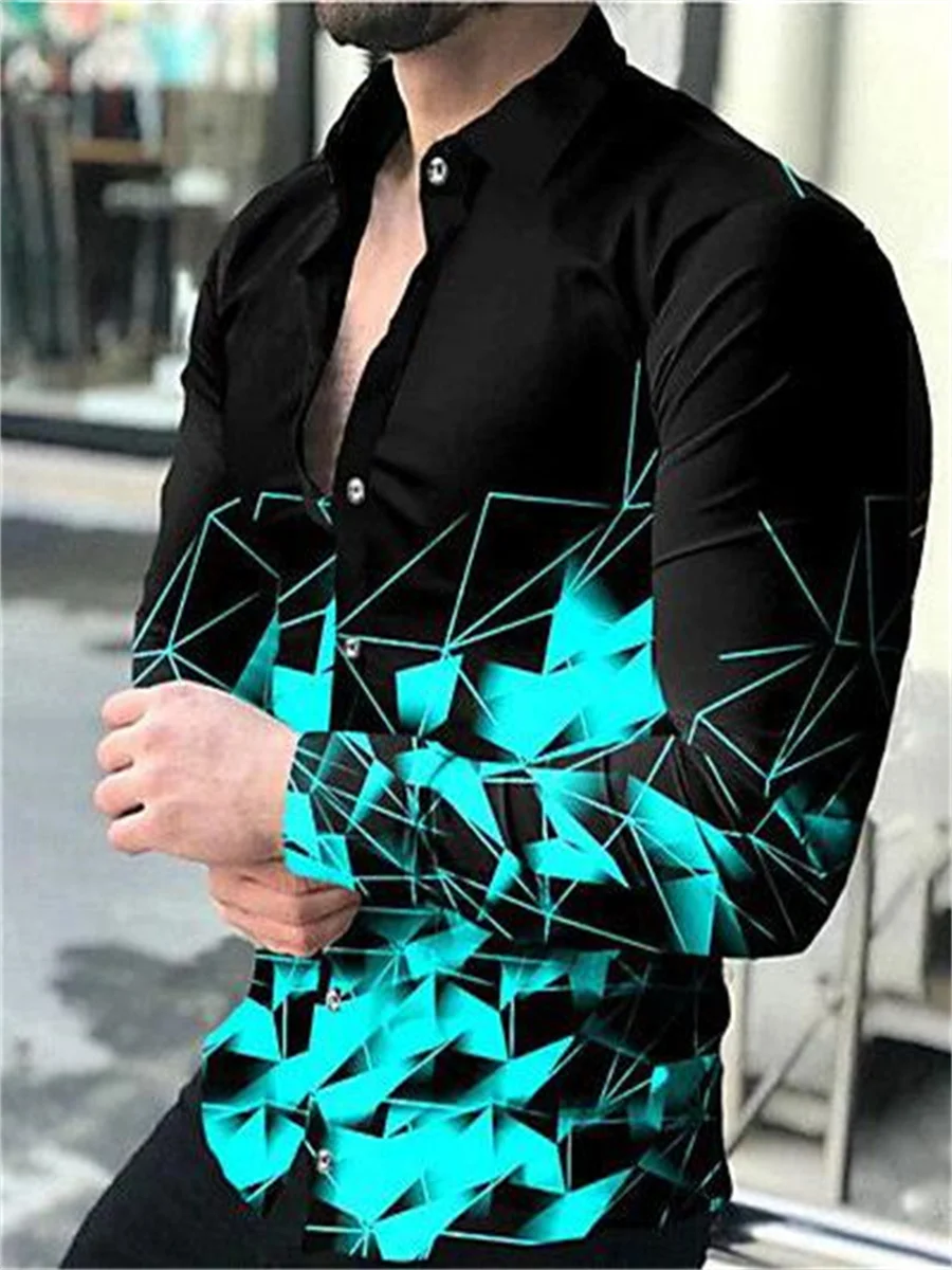 2023 Men\'s Tops Button Shirt Creative Pattern Luxury Party Casual Fashion Long Sleeve Shirt Sports Soft Lightweight Comfortable