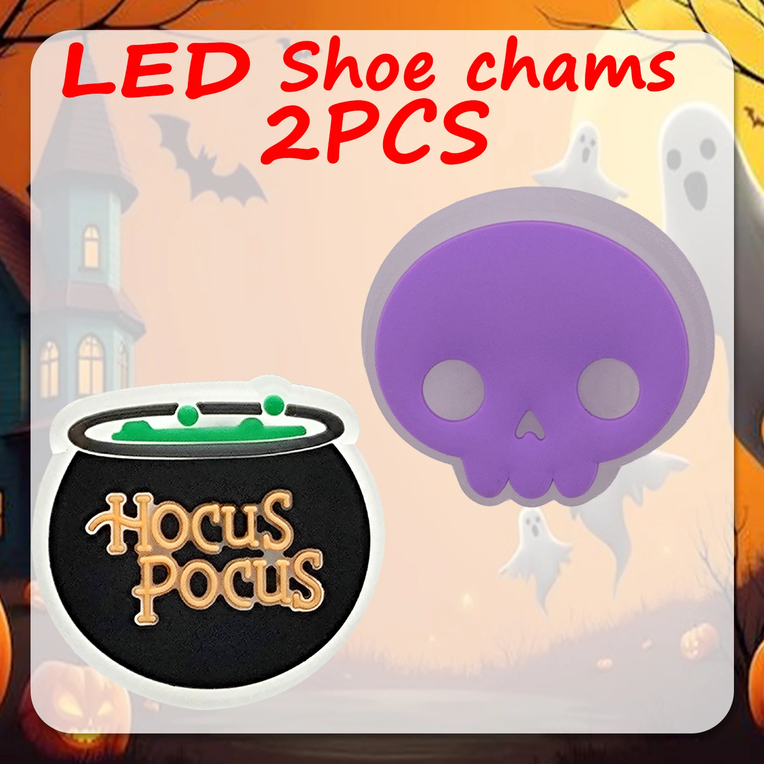 1/2/5 Stück Halloween-Schuhdekoration für Sandalen, lustiger Kürbis-Geist-Schuhanhänger, Zubehör, Katzenfledermaus, geeignet für alle Clogs – Detail 7