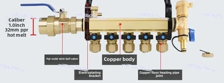 Floor heating, geothermal water collector, all-copper large-flow household, supervisor 32/1 inch