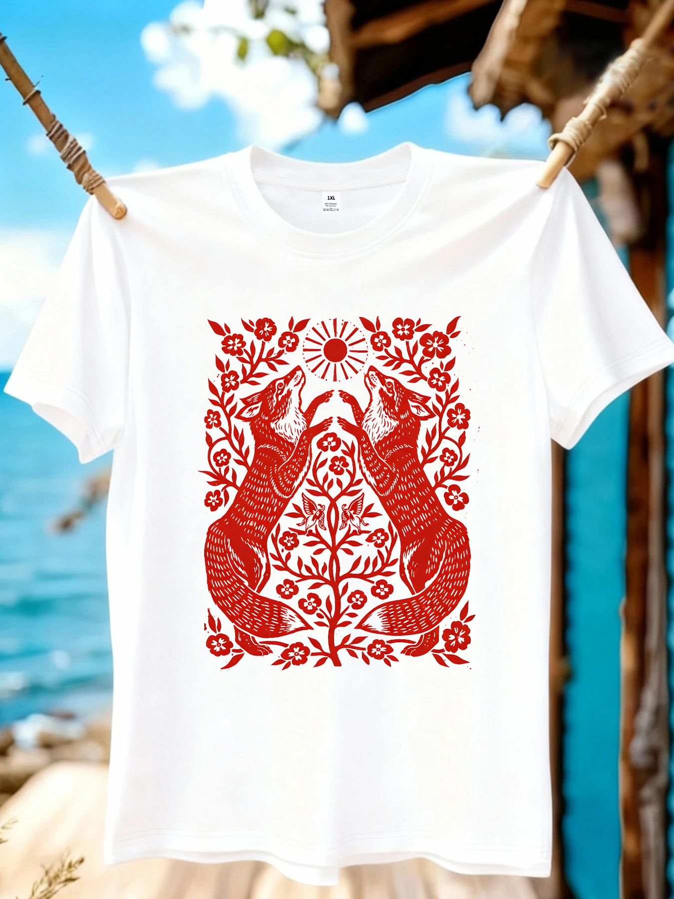 

【WZM10917】Женская футболка больших размеров с принтом лисы, круглым вырезом, летняя, повседневная, с короткими рукавами, в уличном стиле, универсальная, больших размеров.