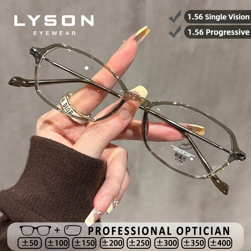 

LYSON Fashion Rectangular Women's Reading Glasses Myopia Anti Blue Light Glasses Customized Progressive Prescription Eyeglasses