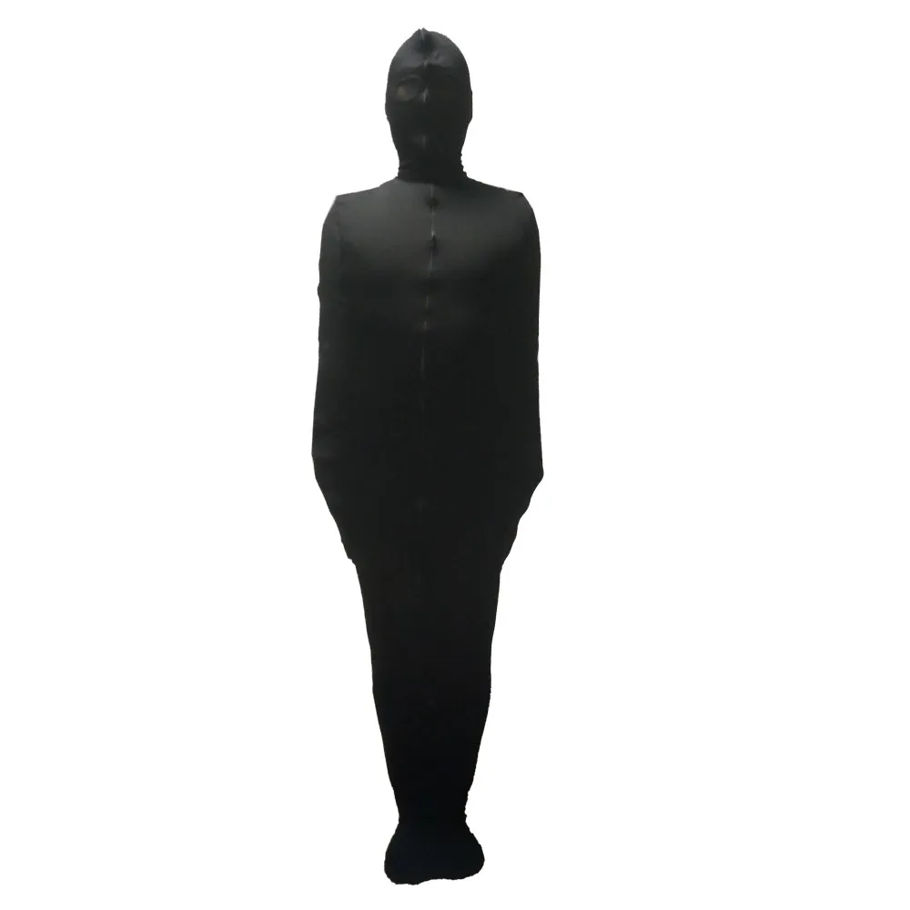 Unisex Mummy black Spandex Mummy Suit Outfit Costumes Sleeping Bag With inner sleeves Halloween Cosplay Suit open mesh eyes