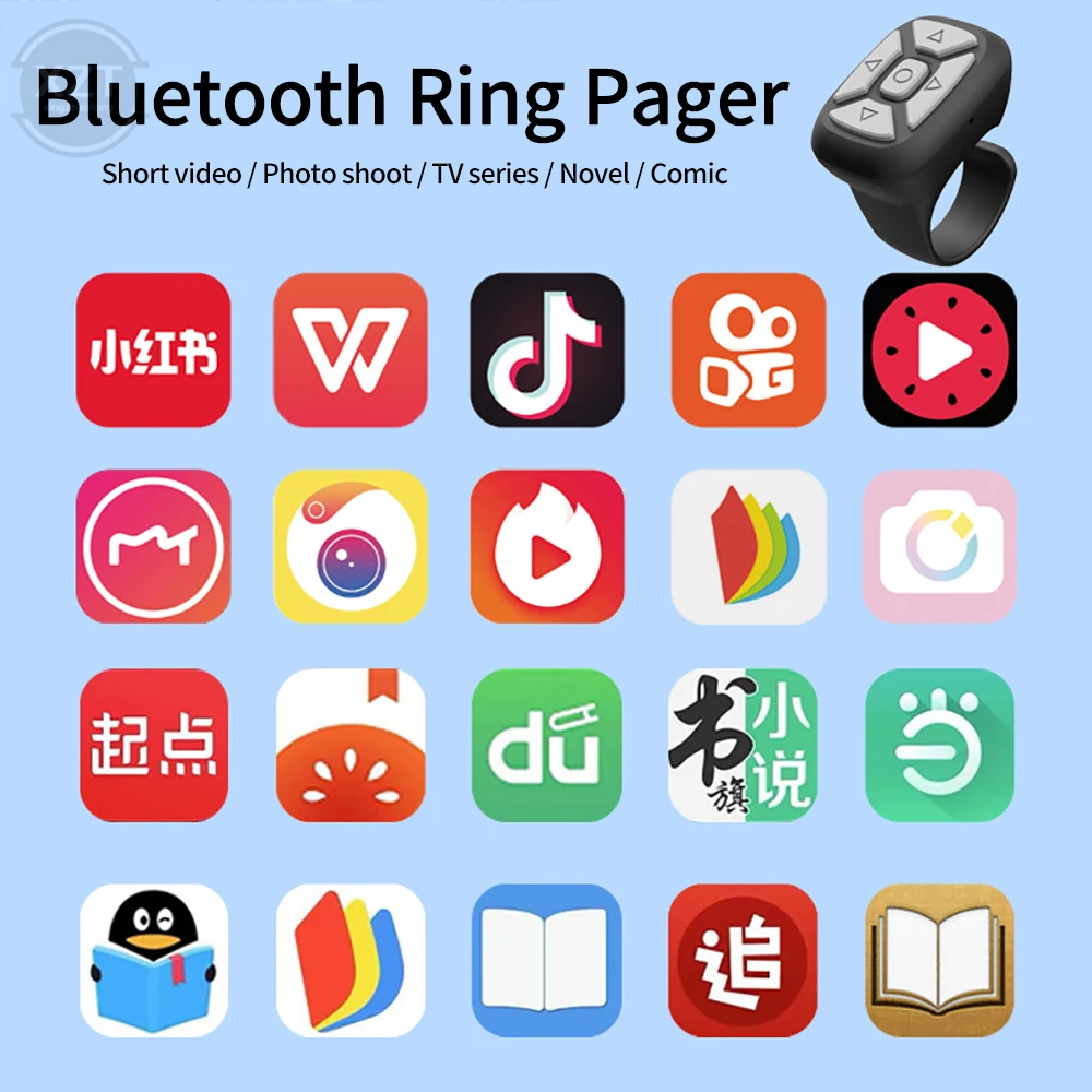 Multi-function Bluetooth Ring Remote Control Portable Fingertip Selfie Video Controller Automatic Page Turner Browsing For Phone