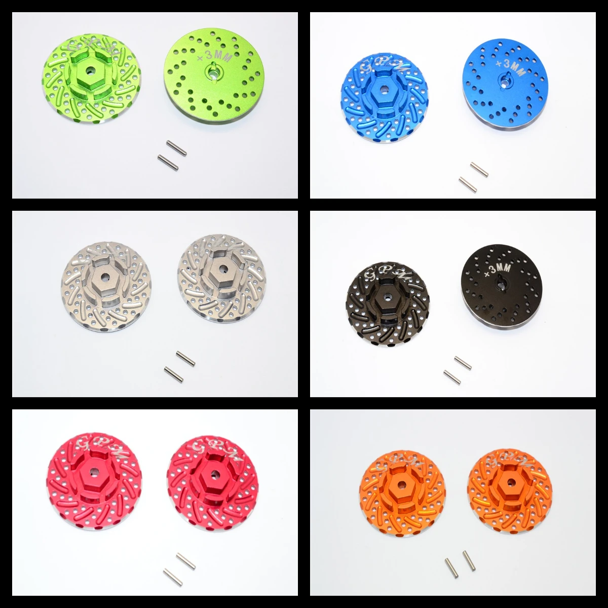 

GPM ALU. ПЕРЕДНЯЯ/задняя шестигранная застежка колеса + 3 мм с тормозным диском для SCX10 II 90046