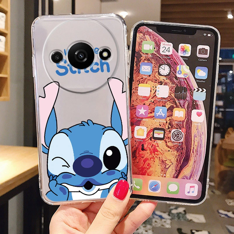 스티치 마우스 미니 미키 전화 케이스 Redmi 14C A3 Pro A3X 9 Note 8 9 14 Pro Poco A4 X3 C75 투명 오리 도널드 커버