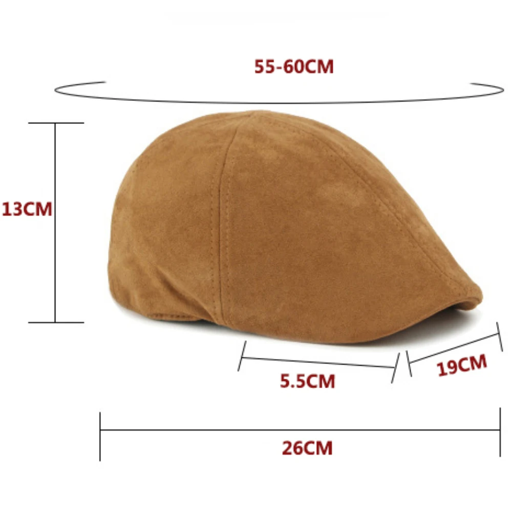 HT5028 Berets für Männer Frauen Künstler Maler Achteckige Baskenmütze Hut Einstellbare Ivy Flache Kappe Männlich Weiblich Herbst Winter Wildleder Baskenmütze Kappe – Detail 1