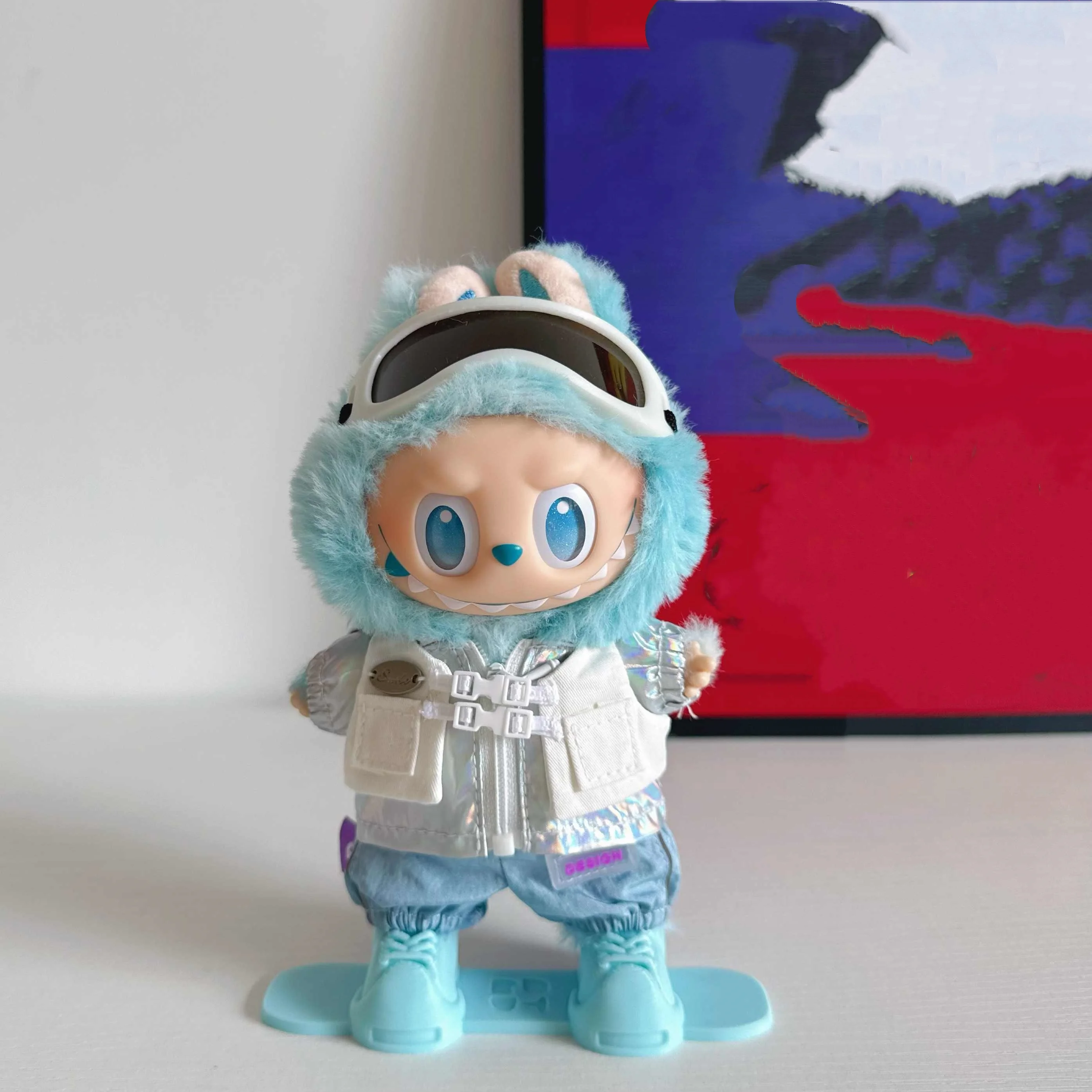 Vintage Trenchcoat Skateboard Ski Board für Labubu 3.0 Puppe Skibekleidungsset für Ropa Labubu Puppen Kleidungszubehör