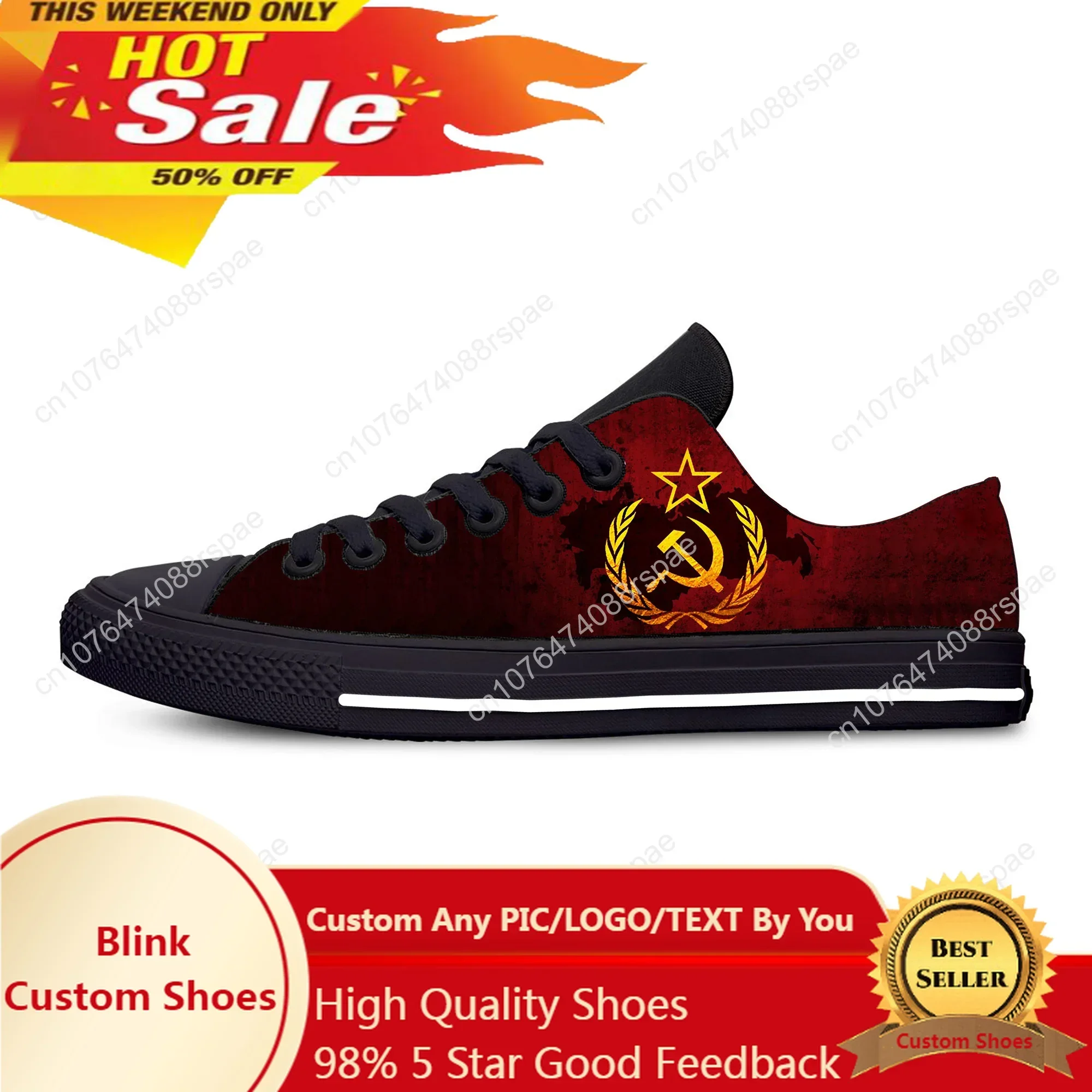 

CCCP Russian Russia USSR Soviet Union Cool Funny Casual Cloth Shoes Low Top Lightweight Breathable 3D Print Men Women Sneakers