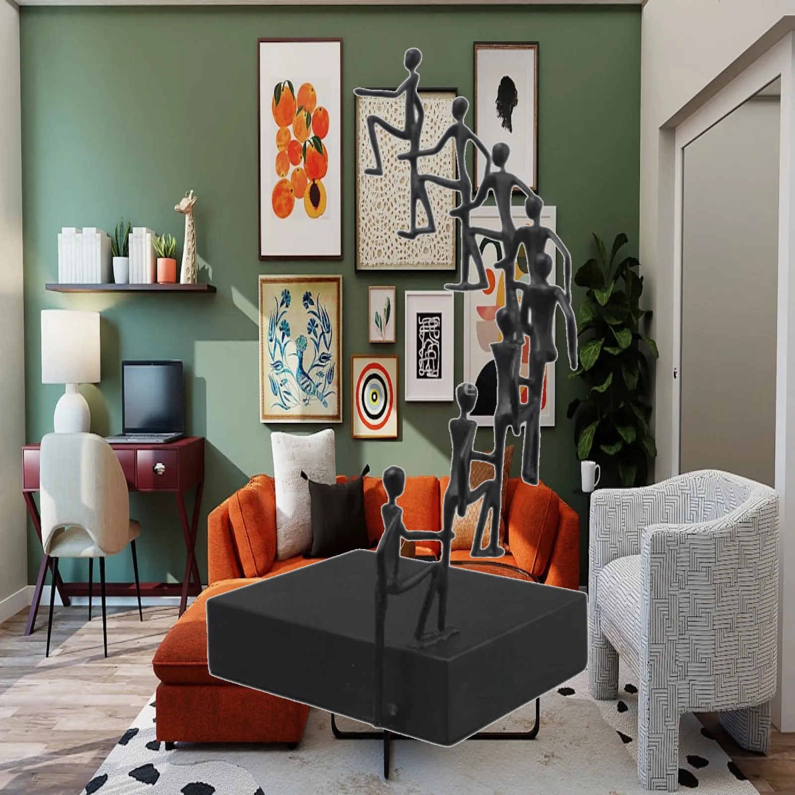 Human Figure Sculpture Decorative Sculpture with Base Minimalist for Bookshelf