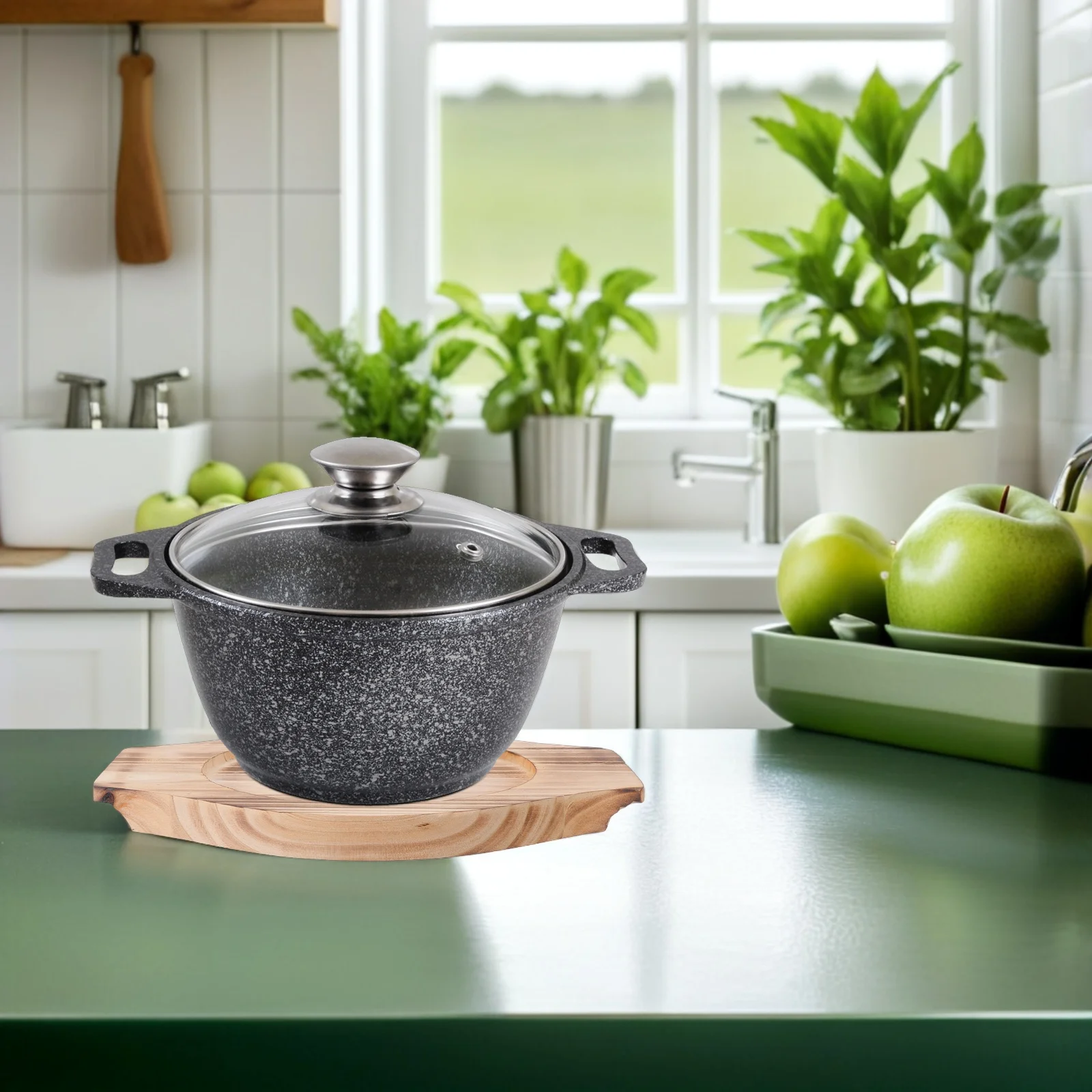 

2pcs Round Wood Tray Stone Bowl Mat 5.3 Inch Heat Resistant Pot Trivet For Hot Dishes Korean Bibimbap Bowl Coaster - Wooden