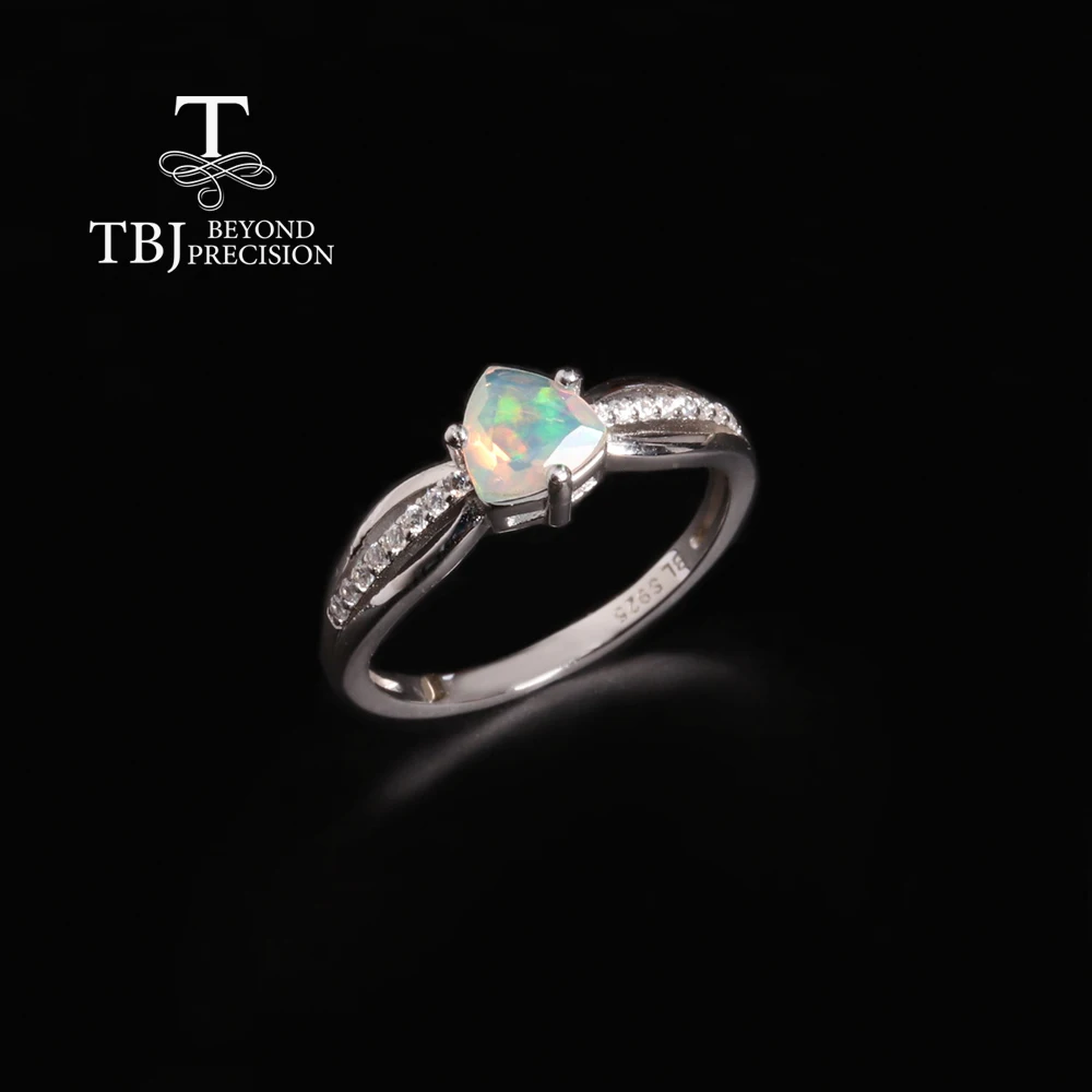 October Birthstone Mysterious beautiful natural multi-colored Opal Ring S925 silver elegant exquisite gift for women and girls