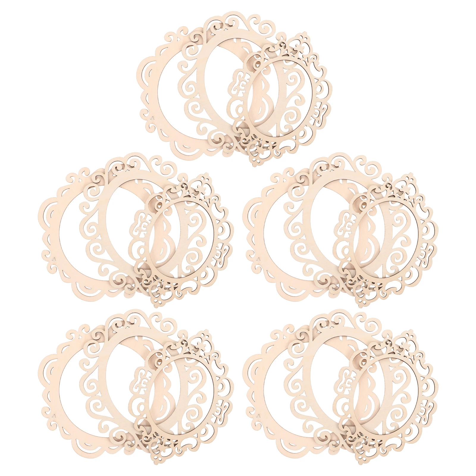 

15Pcs Retro Wood Picture Frame Pendants Hollow Cutout DIY Crafts Unpainted Wooden Keepsakes for Holiday Decor Wall Hanging Photo