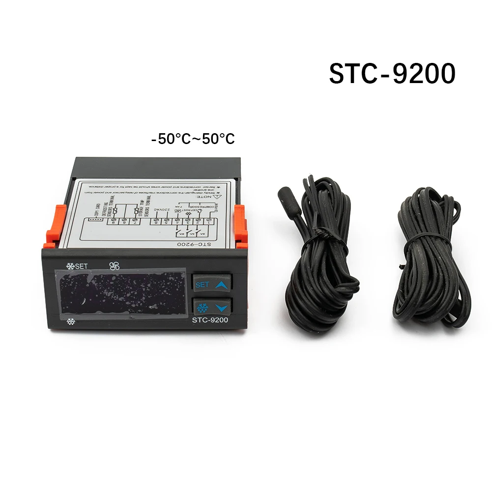 

Test Temperature Controller Tool 75*34.5*85mm Digital Two Sensors AC 220V Gray Indoor STC-9200 Included Defrosting