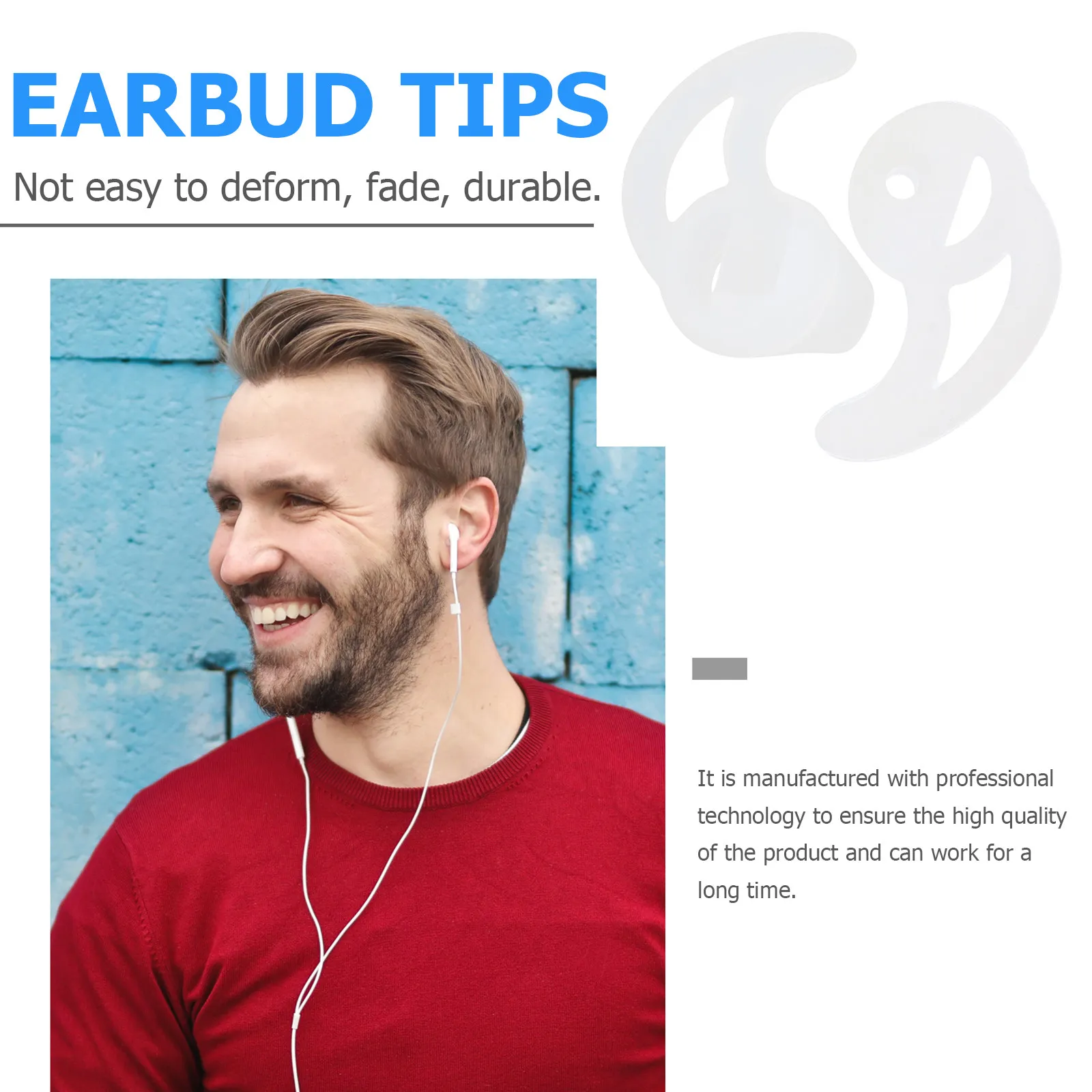 

1 Pair Silicone Ear Mold Fin Tips Sports Style Secure Fit Acoustic Coil Tube Earpiece Replacement Earbud for Two