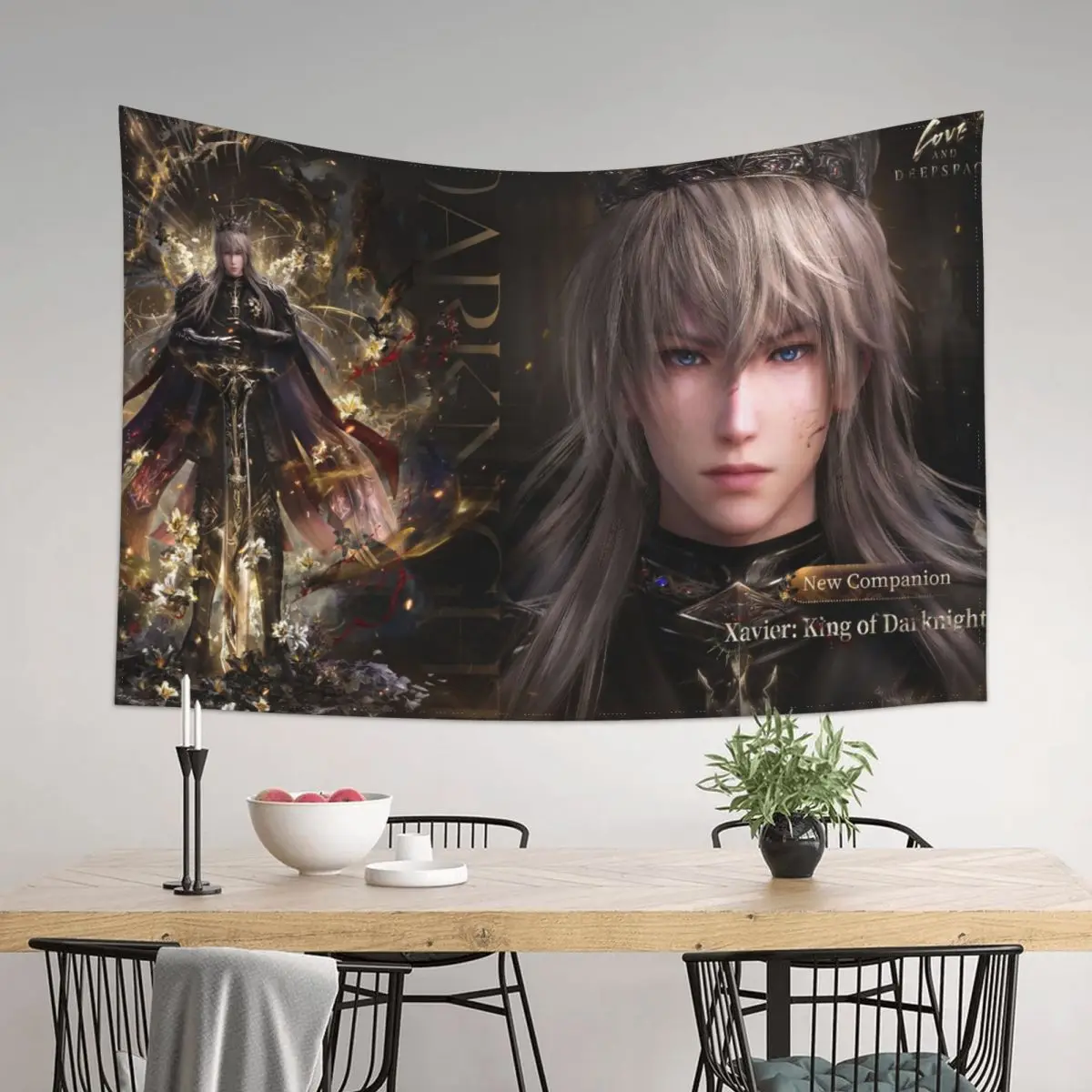 نسيج حائط لتعليق الحب والمساحة العميقة ملك فارس الظلام المفروشات العصرية المطبوعة الحفل راية DIY بها بنفسك النوم ديكور المنزل بطانية #3