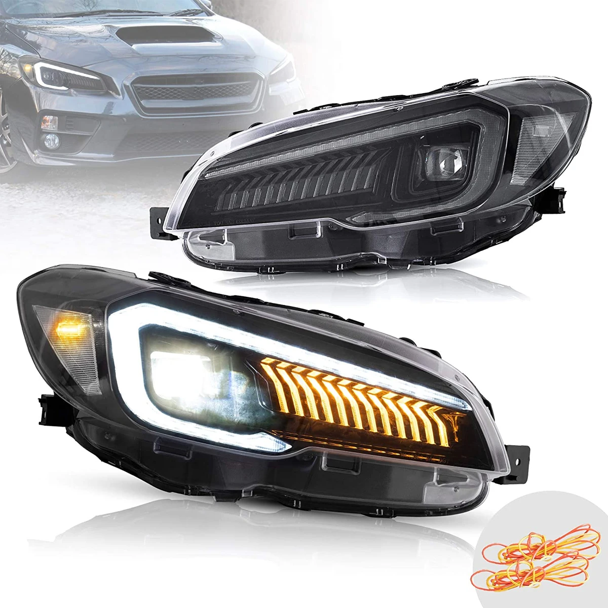 

Full LED Headlamps For Subaru WRX STI 2015 2016 2017 Auto Accessories Clear Front Lamps Assembly w/ Dynamic Welcome Running Lamp