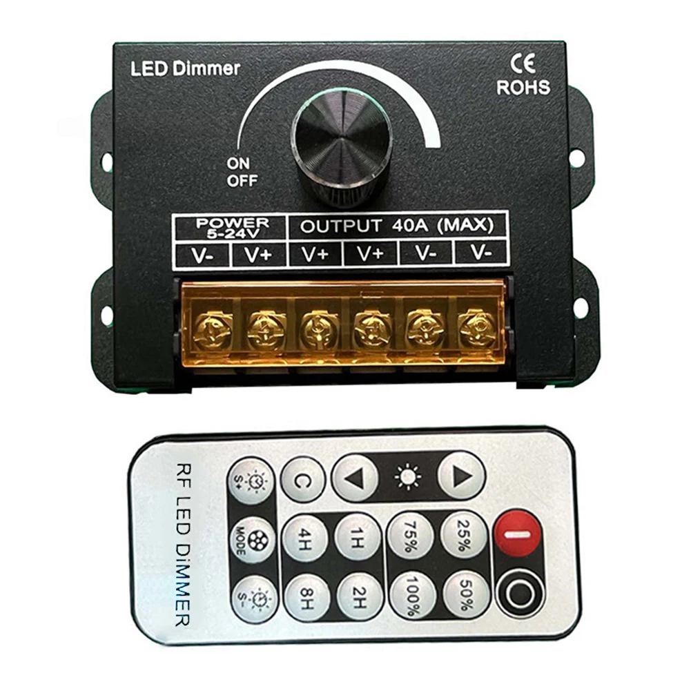 

Wireless RF Remote Controlled LED Dimmer Switch with Adjustable Timer Functions Made of Aluminum with 40A Capacity