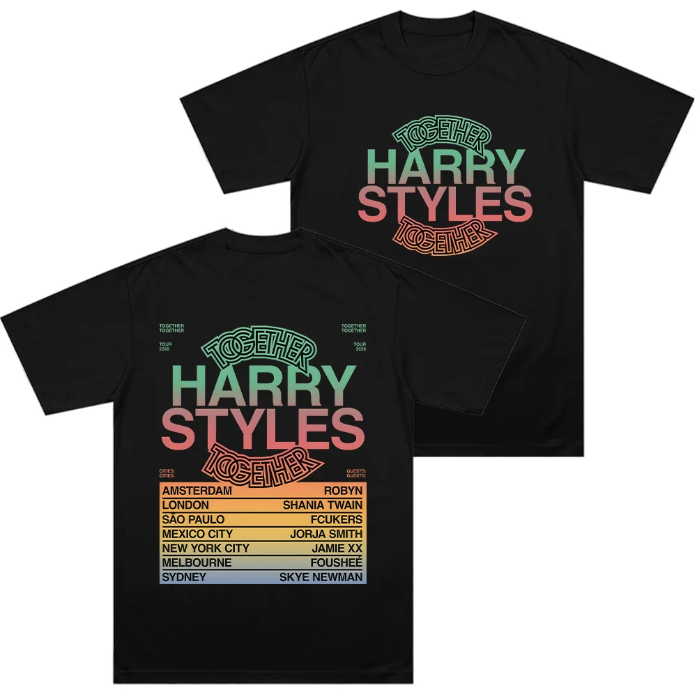 T-shirts HarryStyle Together Tour 2026, col rond, en coton, confortables, à manches courtes, tendance, vêtements décontractés pour femmes et hommes