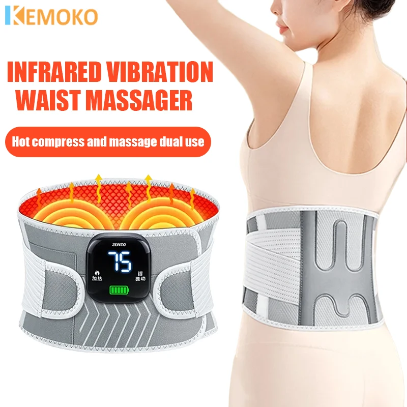 Cinturón calefactor eléctrico, masajeador de vibración de cintura, terapia de soporte de compresión caliente, fisioterapia, soporte Lumbar para espalda, alivio del dolor