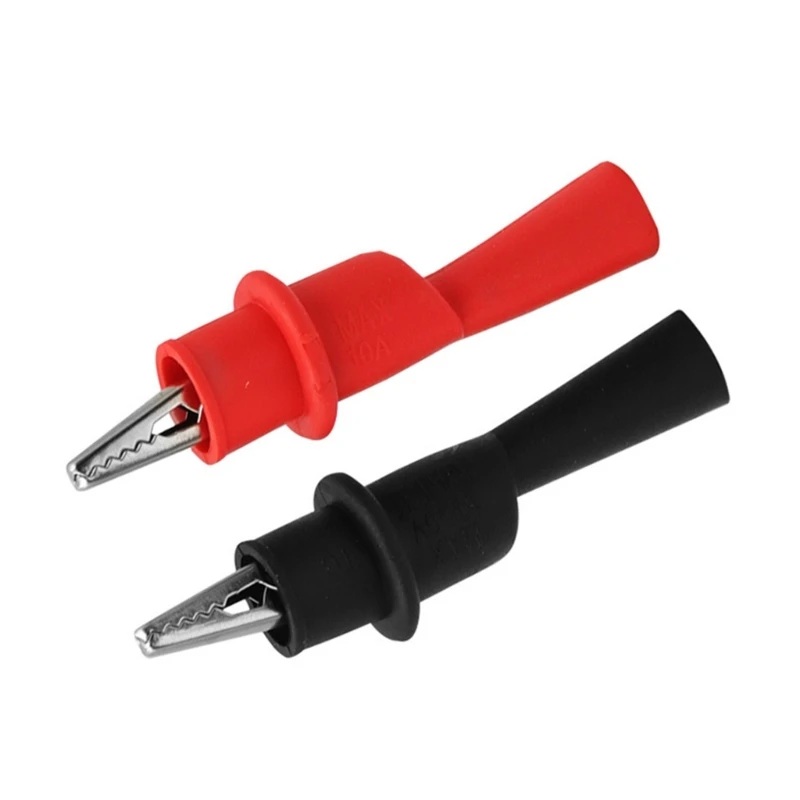 Upgraded Insulated Safety Test Clip Crocodile Safety Test Clip Metal Crocodile Clips for Multimeter Red & Black 1 Pair