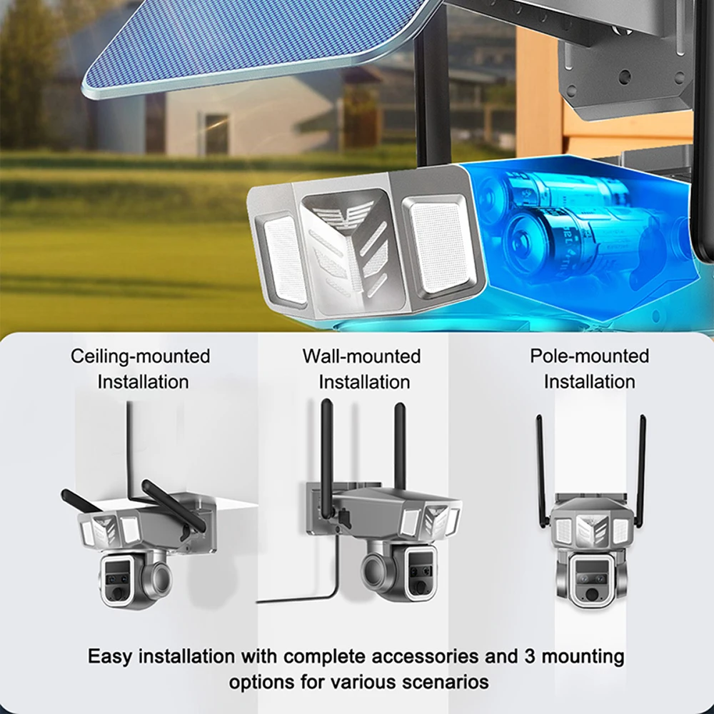 رائجة البيع 2K 20x التكبير 4G مراقبة عدسة مزدوجة 4G في الهواء الطلق Ptz موصل الطاقة الشمسية المنزل الذكي Cctv Y7B #3