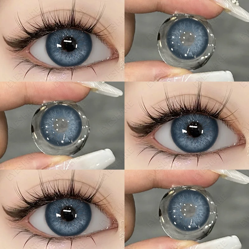 EYESHARE 1pair/2pcs New Color Contact Lenses for Eyes Natural Contact Lenses Fashion Lenses Gray Pupils Blue Eye Lens Yearly