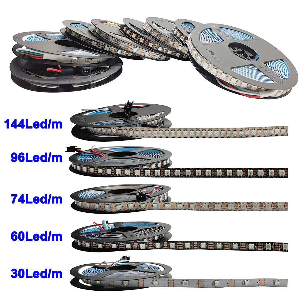 

DC5V 1m 2m 3m 4m 5m WS2812B Digital Flexible Individually Addressable Led Strip Light 5050 Pixel RGB IP30 IP65 IP67 Waterproof