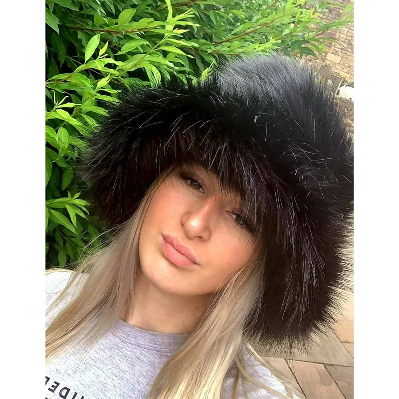 

Women Furry Fisherman Hat Solid Color Winter Cap Chic Bucket Cap for Streetwear/ Photo Props