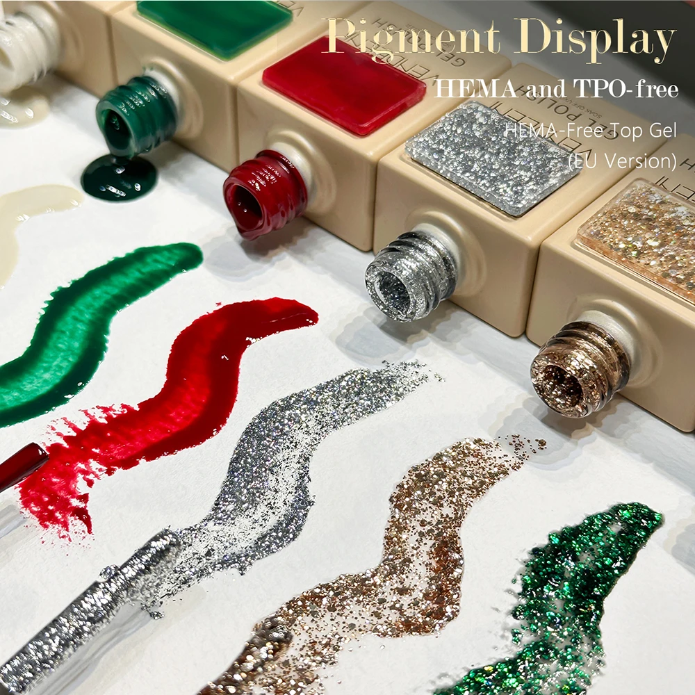 Vendeeni 6가지 색상/세트 크리스마스 젤 네일 폴리쉬 TPO HEMA FREE 아이스 스노우 블루 레드 그린 UV LED 소크 오프 젤 바니시 디스플레이 포함