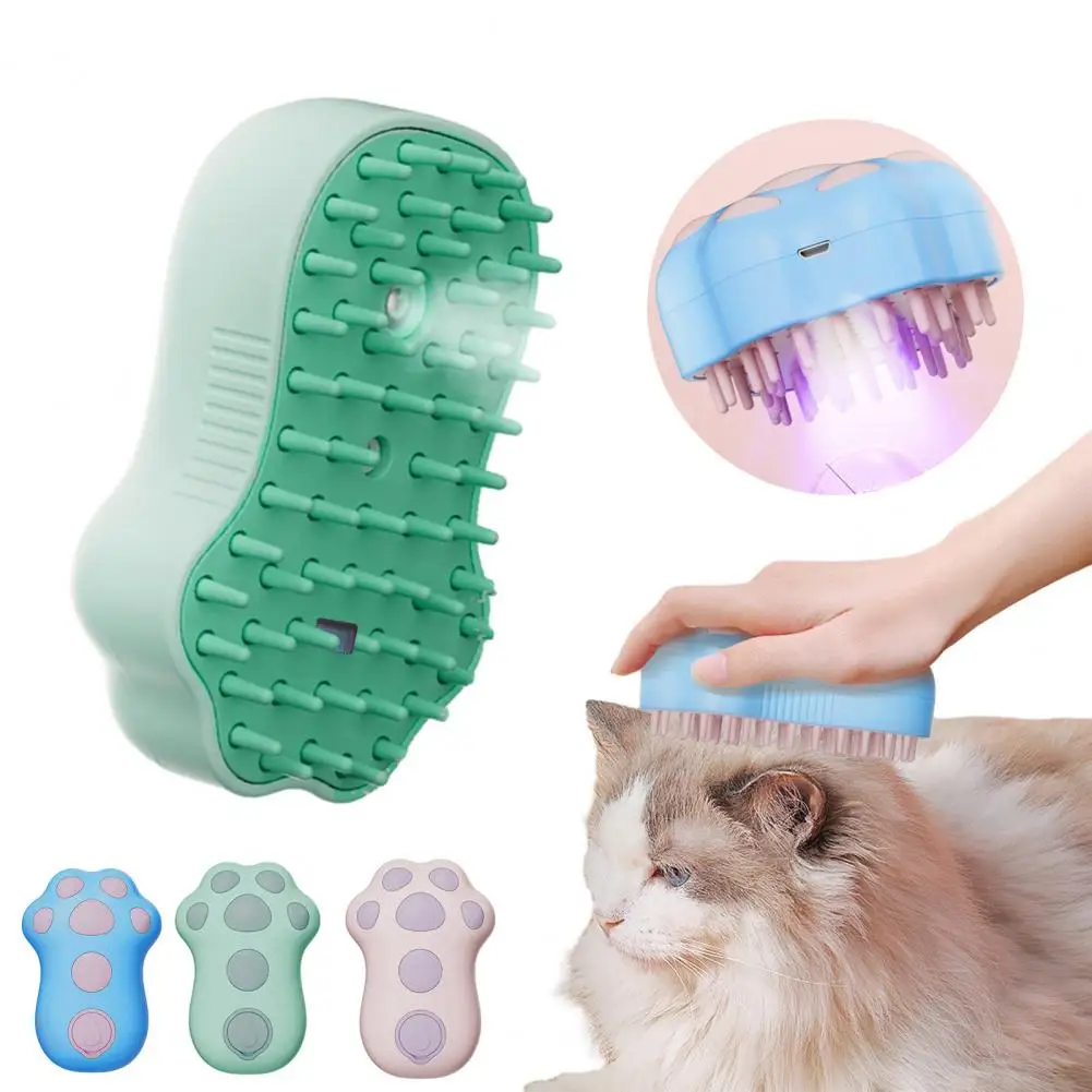 Pet Steam Brush Electric Steamer Spray Massage Brush for Cat Paw Shape Grooming Tool Pet Supplies for Kitten Tangled Loose Hair