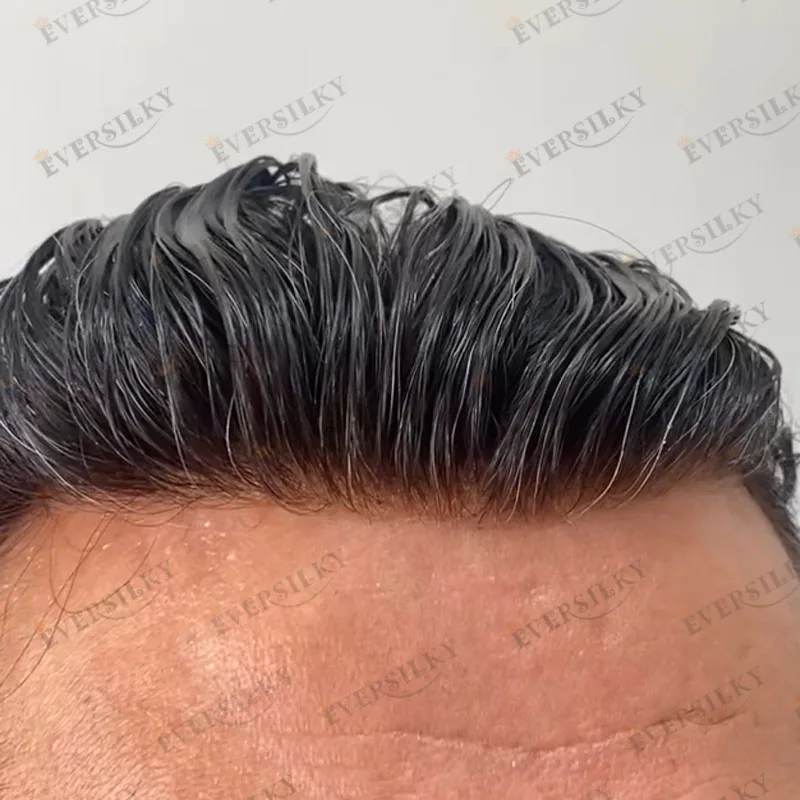 

Grey #1B10#1B20 Remy Human Hair Old Man Natural Hairline Hair System Prosthesis Invisible 0.03mm Thinnest Skin Base Hairpieces