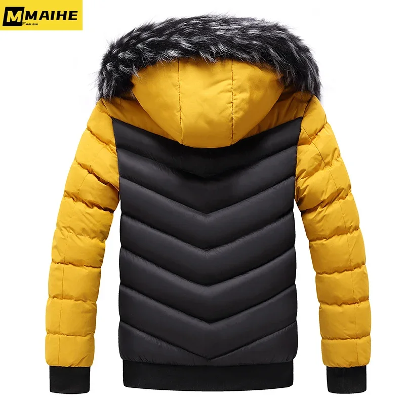 Outdoor Winter Fashion Jacket Parka Men's New Autumn Fur Collar Hooded Warm Men's Jacket Casual Windproof Quilted Thick Ski Suit