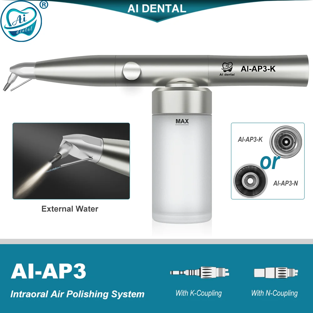 

AI-AP3 Dental Aluminum Oxide Air Abrasion Polisher Dental Sandblasting Gun connect K/N-Coupling with External Water Spray