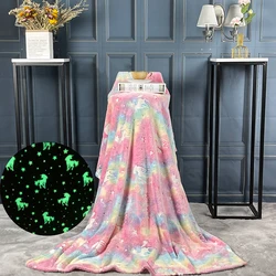 Luminous Glow Blanket Stars Coral Blankets Children's Fluorescent Siesta Leisure Coverings Geometric Print Sheet Sofa Throw Home
